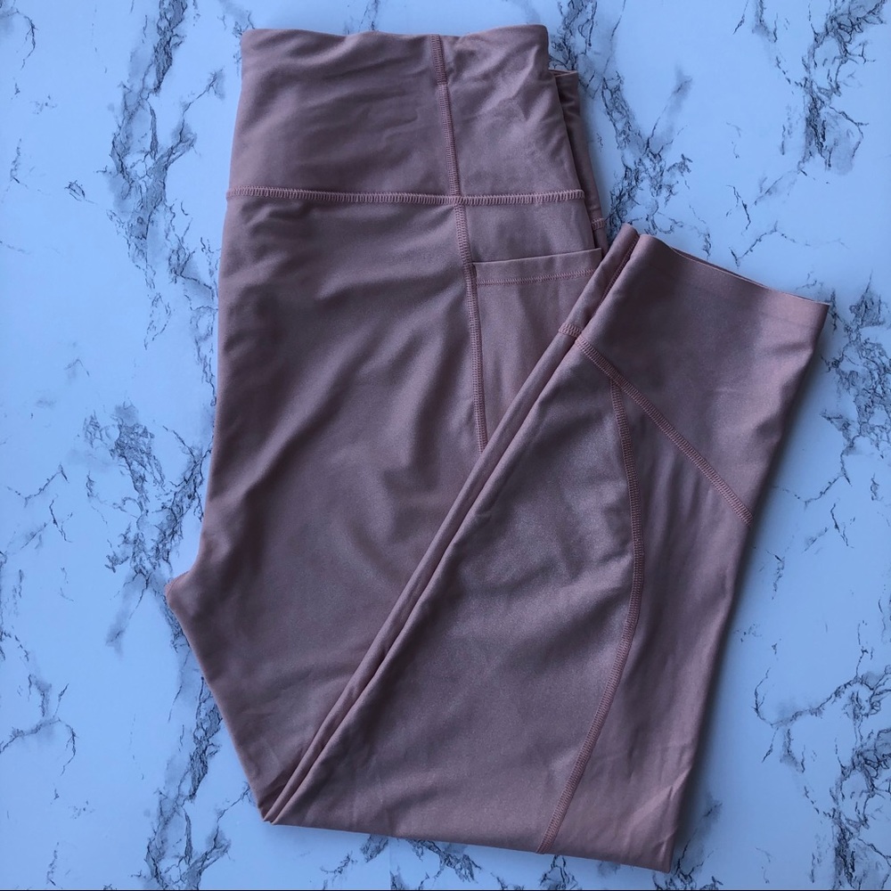 VICTORIA’S SECRET Sport Total Knockout Tights Blush Pink Metallic XL
